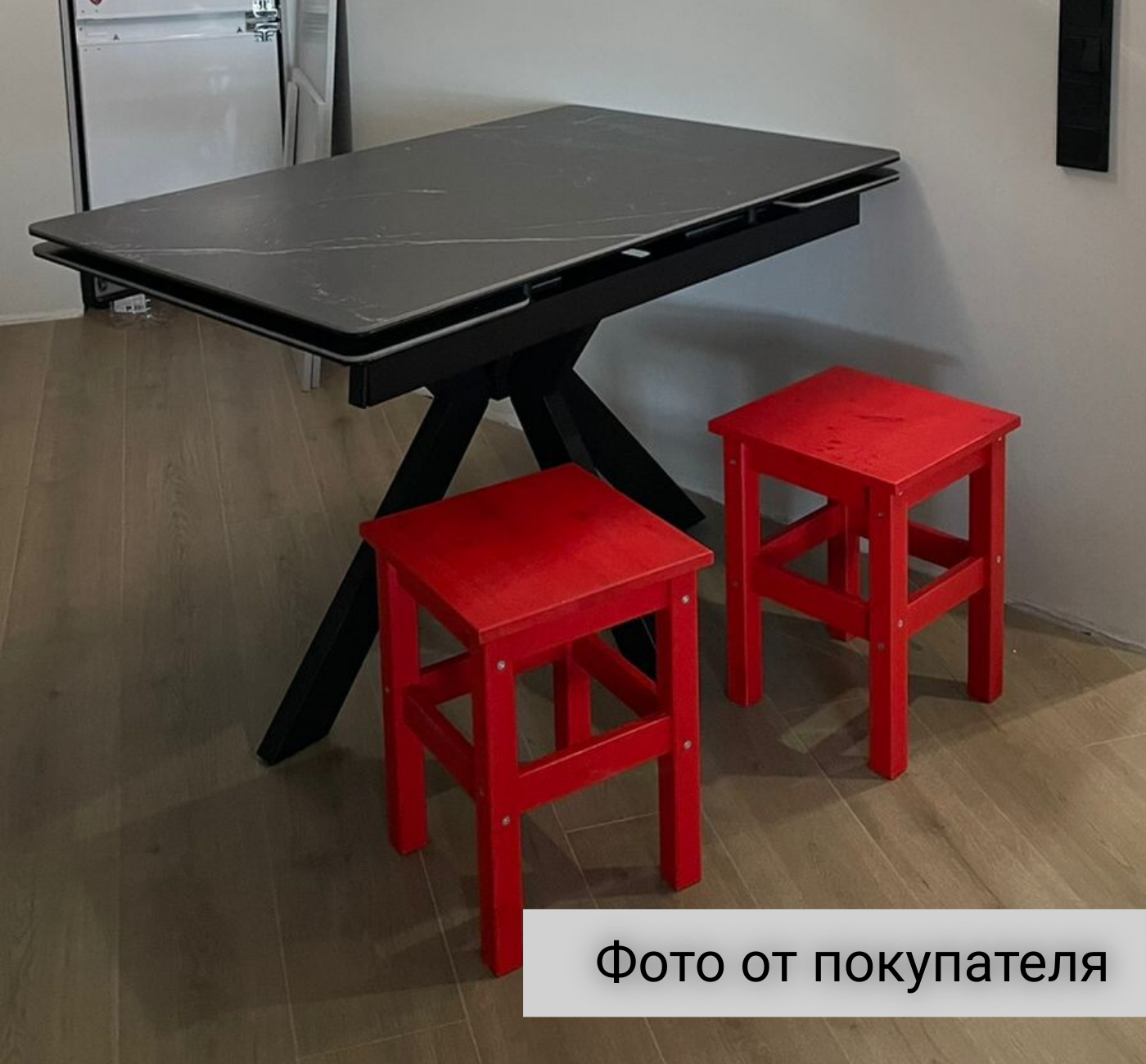 Стол с керамогранитом Сумо-2C BLACK MARBLE (черный мрамор), опоры и царга металлические черные